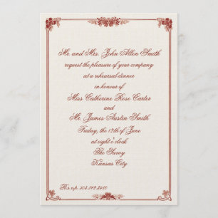 Invitation Dîner de répétition encadré dans un style Art nouv
