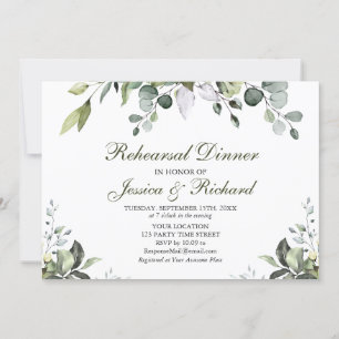 Invitation Dîner de répétition Eucalyptus Watercolor Invitati