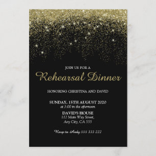 Invitation Dîner de répétition Faux Gold Parties scintillant