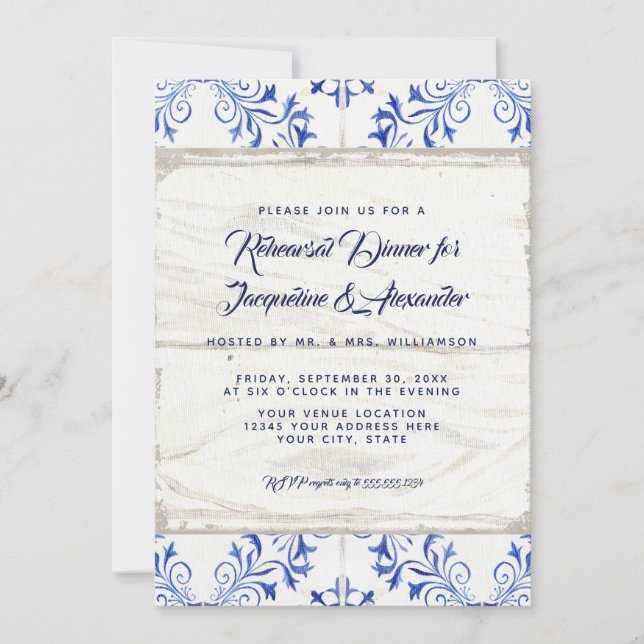 Invitation Dîner de répétition Ferme Marine Pays Chic Rustic (Devant)