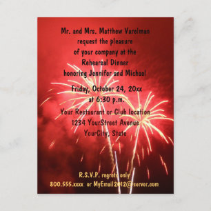 Invitation Dîner de répétition Feu d'artifice