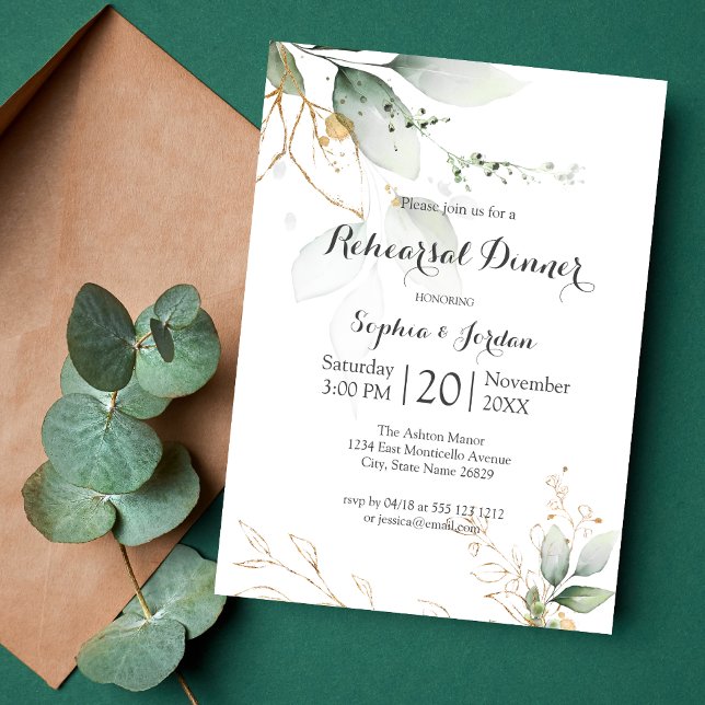 Invitation Dîner de répétition Feuilles de la gamme Floral Go (Créateur téléchargé)