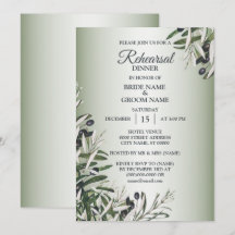 Dîner de répétition feuilles vertes olive noire