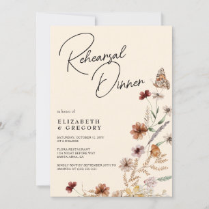 Invitation Dîner de répétition Fleur sauvage Boho Automne