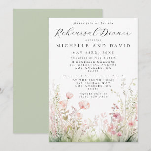 Invitation Dîner De Répétition Fleur sauvage Délicat