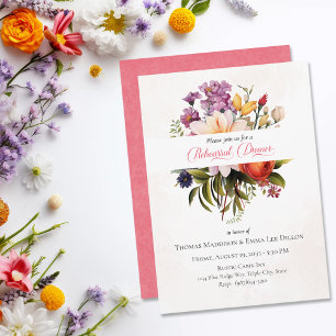 Invitation Dîner de répétition Fleurs de Jardin Moderne