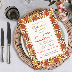 Invitation Dîner de répétition Fleurs de pivoine orange pouss