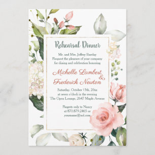 Invitation Dîner de répétition floral aquarelle
