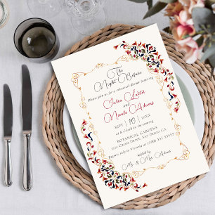 Invitation Dîner de répétition floral botanique de luxe paisl