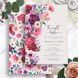Invitation Dîner de répétition floral coloré
