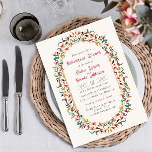 Invitation Dîner de répétition floral élégant romantique mode