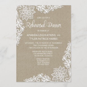 Invitation Dîner de répétition florale Burlap & Lace Invitati