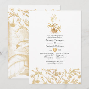 Invitation Dîner De Répétition Florale Chic Gold