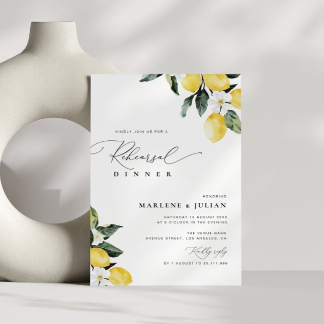 Invitation Dîner de répétition florale de citron vert moderne (Créateur téléchargé)