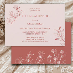Invitation Dîner de répétition florale élégant