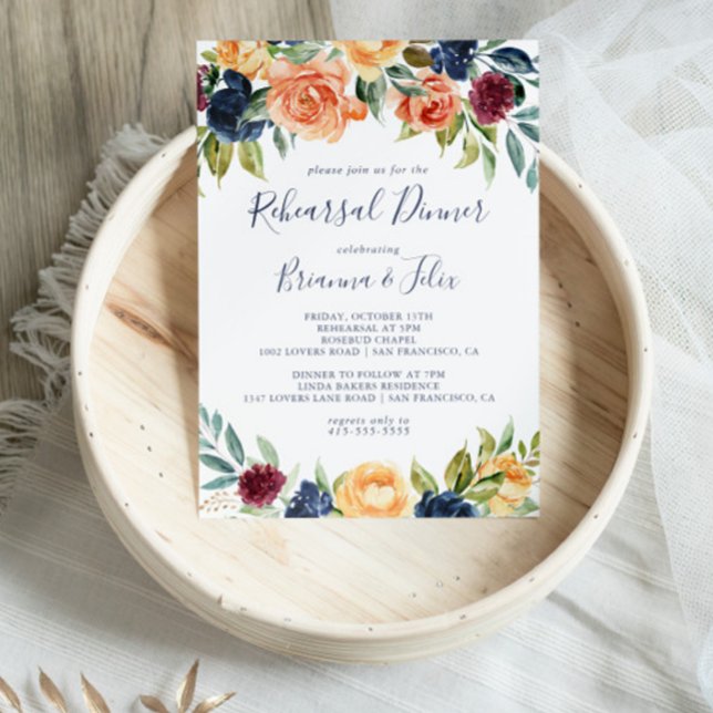 Invitation Dîner de répétition florale élégant (Créateur téléchargé)