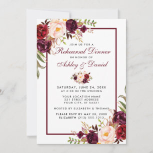 Invitation Dîner de répétition florale en Bourgogne W