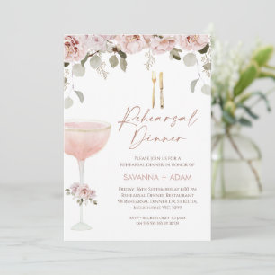 Invitation Dîner De Répétition Florale Et Verre