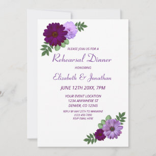 Invitation Dîner de répétition florale Purple Peony
