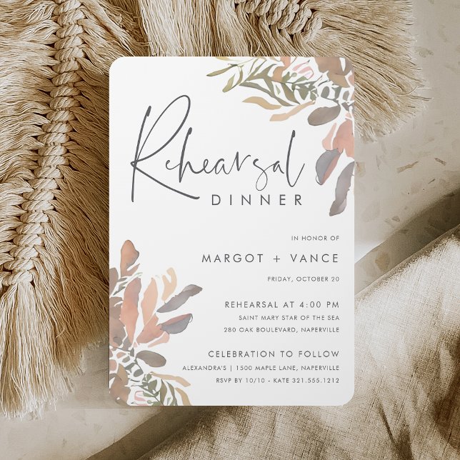 Invitation Dîner de répétition florale romantique Neutre Boho (Créateur téléchargé)