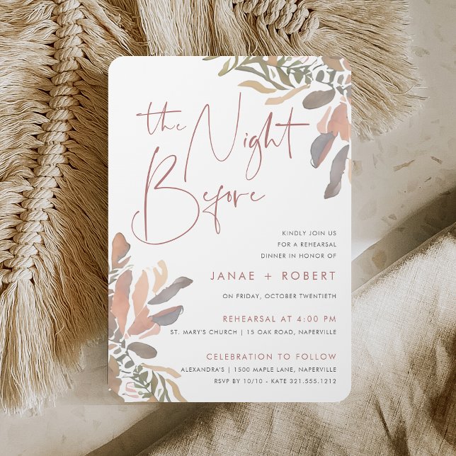Invitation Dîner de répétition florale romantique Neutre Boho (Créateur téléchargé)