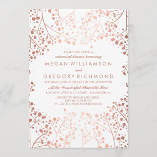 Invitation Dîner de répétition florale rose Gold Baby's Breat