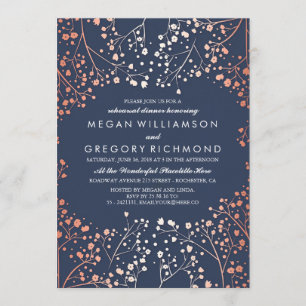 Invitation Dîner de répétition florale rose Gold Baby's Breat