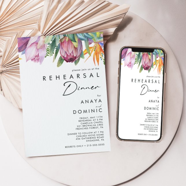 Invitation Dîner de répétition florale tropicale colorée (Créateur téléchargé)