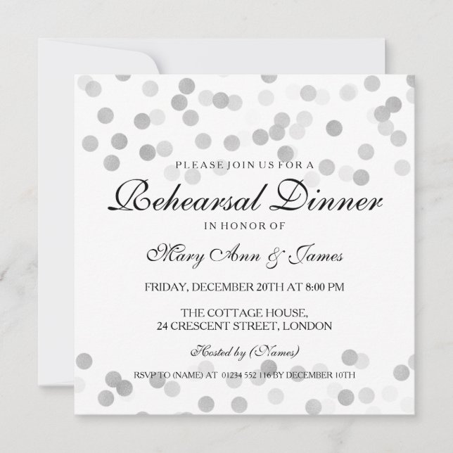 Invitation Dîner de répétition Foil Parties scintillant (Devant)
