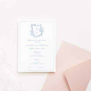 Invitation Dîner de répétition Formal Crest Bleu Poussiéreux