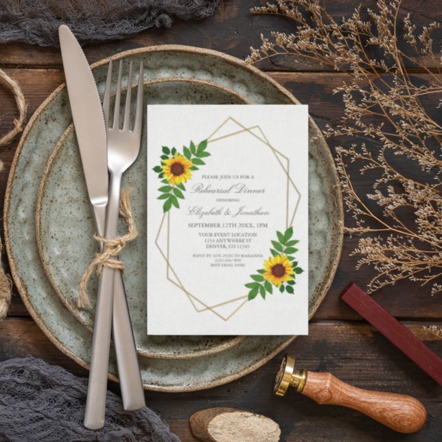 Invitation Dîner de répétition géométrique de tournesol (Créateur téléchargé)