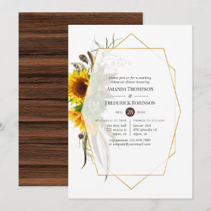 Invitation Dîner de répétition géométrique de tournesol rusti