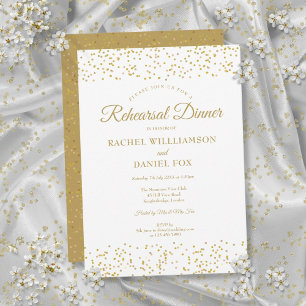 Invitation Dîner de répétition Gold Dust Confetti