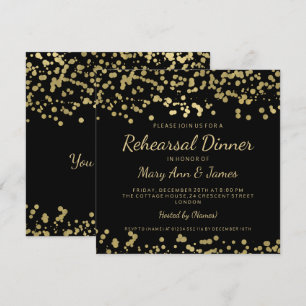 Invitation Dîner de répétition Gold Foil Look Confetti
