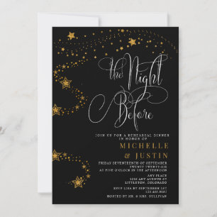 Invitation Dîner de répétition Gold Parties scintillant Stars