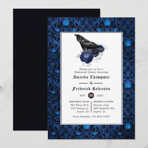 Invitation Dîner de répétition gothique noir et bleu