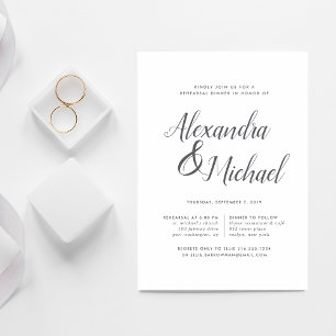 Invitation Dîner de répétition Gray & White Calligraphy
