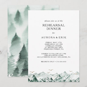 Invitation Dîner de répétition Green and Gold Mountain