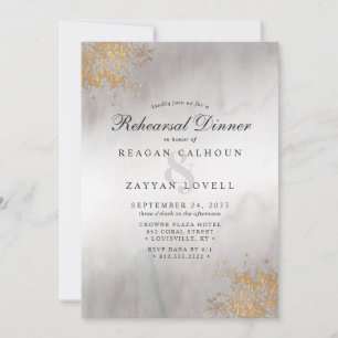 Invitation Dîner de répétition Gris Mist Gold Flecks Moderne