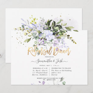 Invitation Dîner de répétition H2 Dusty Purple Eucalyptus