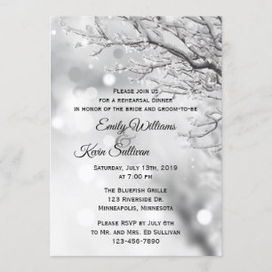 Invitation Dîner de répétition hivernale sur neige mousseuse 