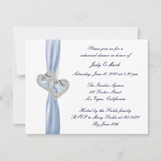 Invitation Dîner de répétition Ice Blue Hearts sur mesure Inv (Devant)