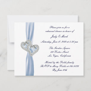 Invitation Dîner de répétition Ice Blue Hearts sur mesure Inv