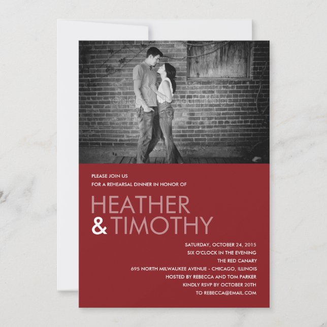 Invitation Dîner de répétition/invitation à la douche (Devant)