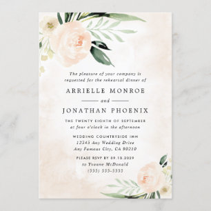 Invitation Dîner de répétition Jardin rose vif