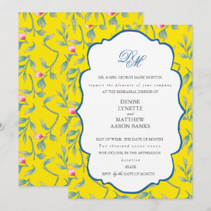 Invitation Dîner de répétition jaune pâle