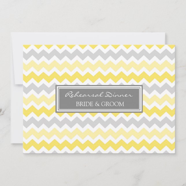 Invitation Dîner de répétition Lemon Grey Chevron (Devant)