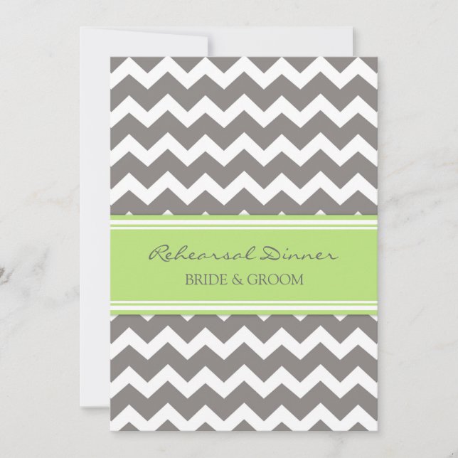 Invitation Dîner de répétition Lime Gray Chevron (Devant)