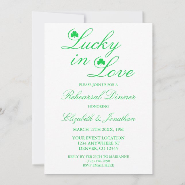 Invitation Dîner De Répétition Lucky In Love (Devant)