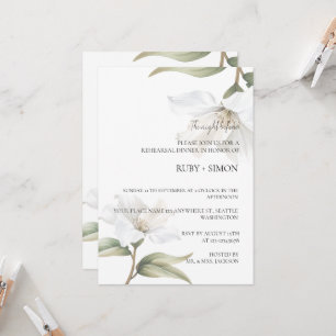 Invitation Dîner de répétition Magnolia Oriental Élégant